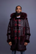 Men's Stealth Real Sheepskin Shearling Duffle [Burgundy]