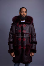 Men's Stealth Real Sheepskin Shearling Duffle [Burgundy]