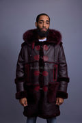 Men's Stealth Real Sheepskin Shearling Duffle [Burgundy]