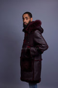 Men's Stealth Real Sheepskin Shearling Duffle [Burgundy]