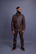 Men's Luka Leather Shirt And Cargo Pants Set [Chocolate Brown]
