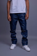 Men's Leather Stack Jean Pants [Navy]