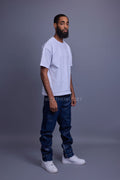 Men's Leather Stack Jean Pants [Navy]