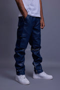 Men's Leather Stack Jean Pants [Navy]