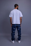 Men's Leather Stack Jean Pants [Navy]