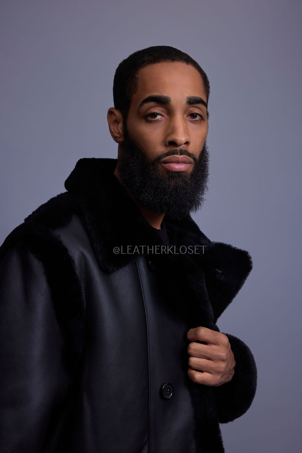 Men's Cole Sheepskin Shearling 3/4 Jacket [Black]