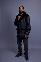 Men's Cole Sheepskin Shearling 3/4 Jacket [Black]