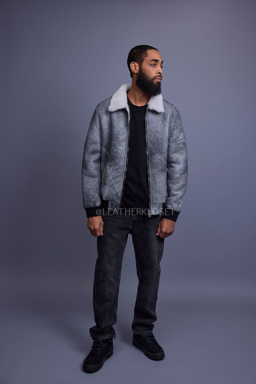 Men's Shearling Pilot Jacket [Distressed Grey]