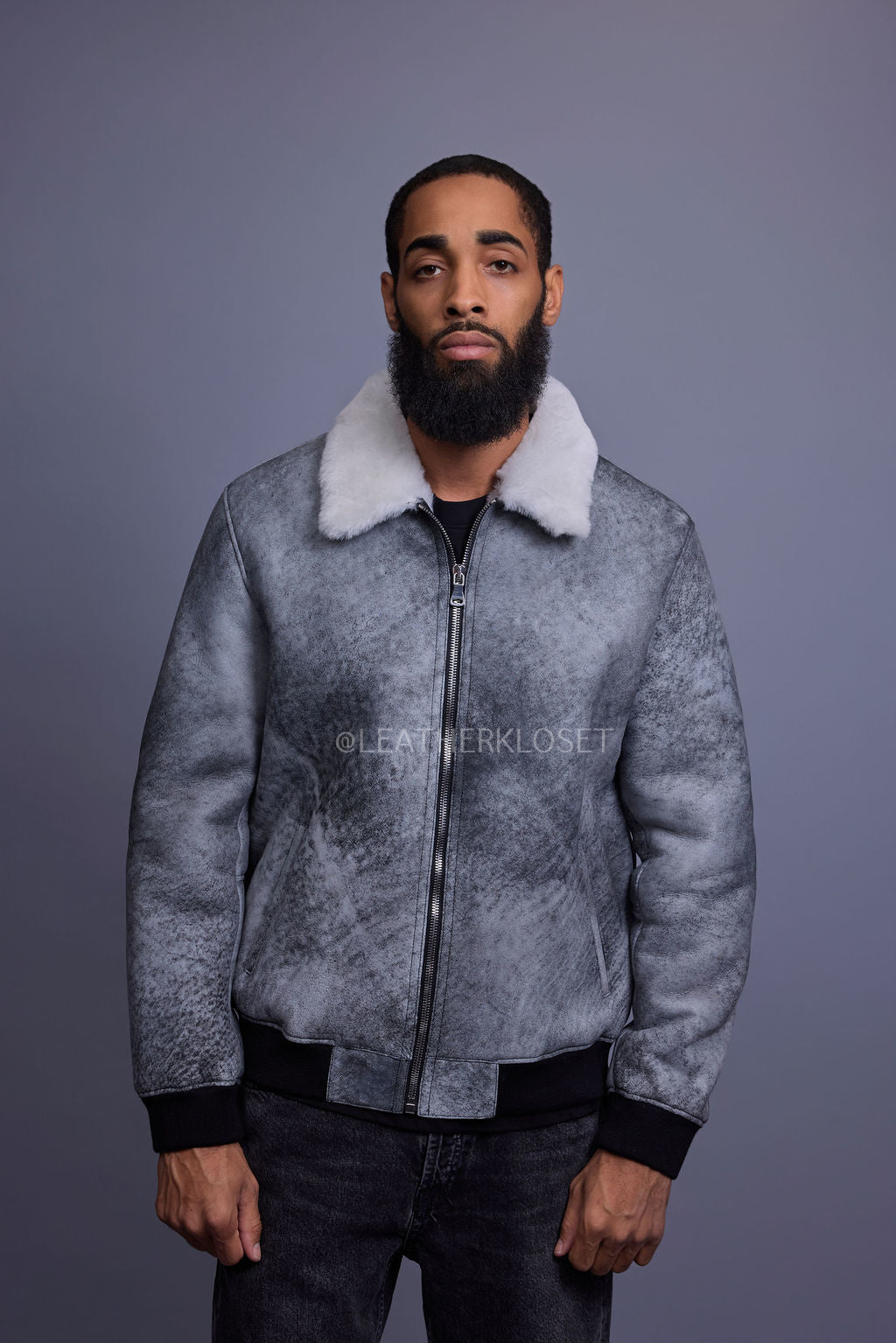 Men's Shearling Pilot Jacket [Distressed Grey]
