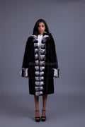 Women's Kelly Mink And Chinchilla Coat [Black]
