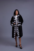 Women's Kelly Mink And Chinchilla Coat [Black]