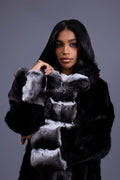Women's Kelly Mink And Chinchilla Coat [Black]