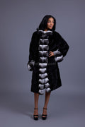 Women's Kelly Mink And Chinchilla Coat [Black]