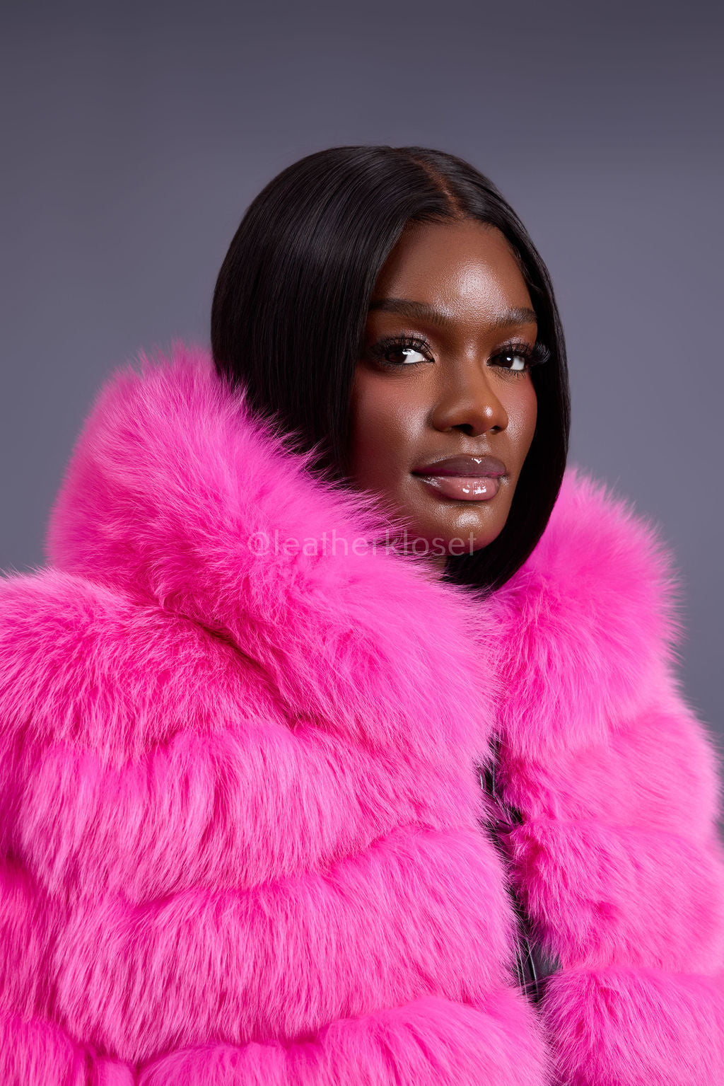 Women's Alia Fox Coat [Hot Pink] – LeatherKloset