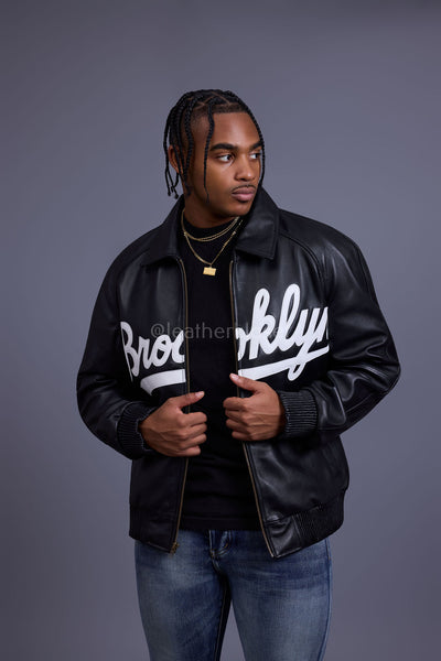 Men's 5 Borough Leather Bomber Jacket [Brooklyn] – LeatherKloset