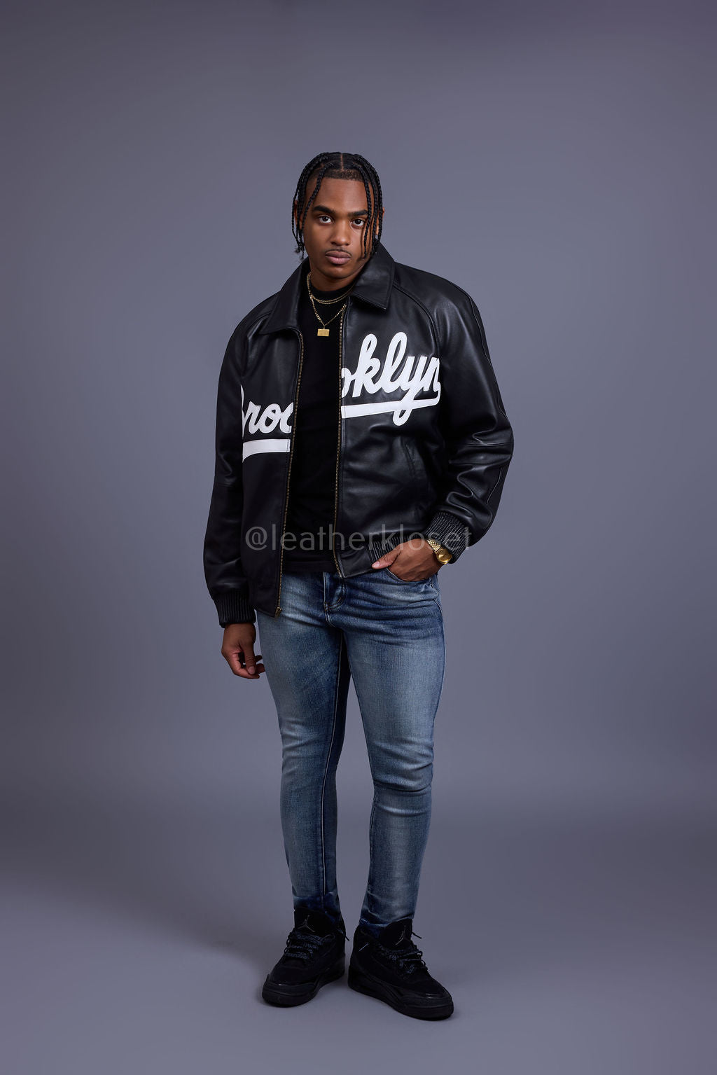 Men's 5 Borough Leather Bomber Jacket [Brooklyn]