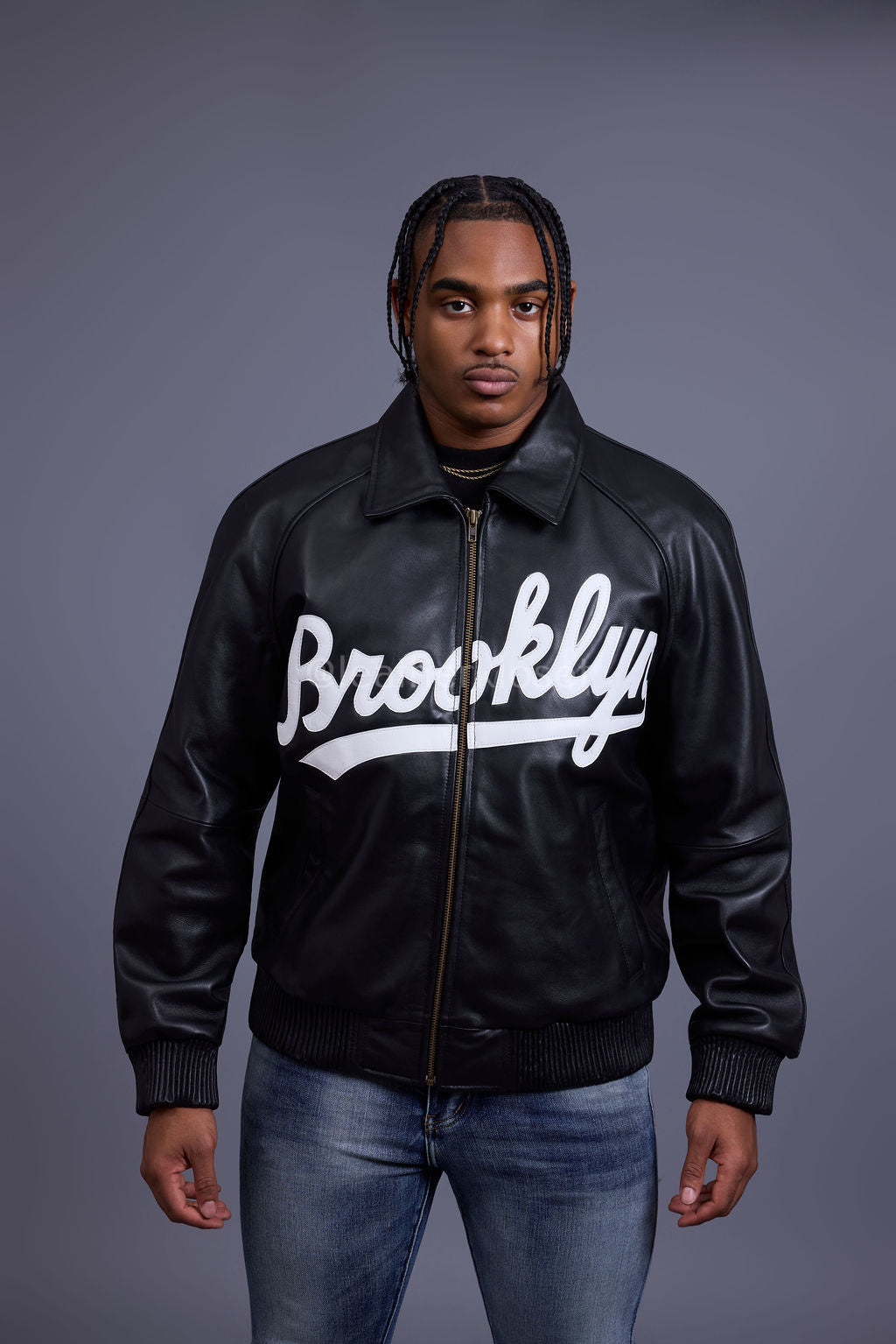 Men's 5 Borough Leather Bomber Jacket [Brooklyn]