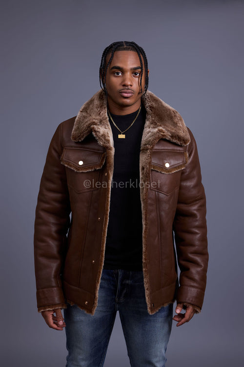 Men's Troy Shearling Jacket [Chocolate]