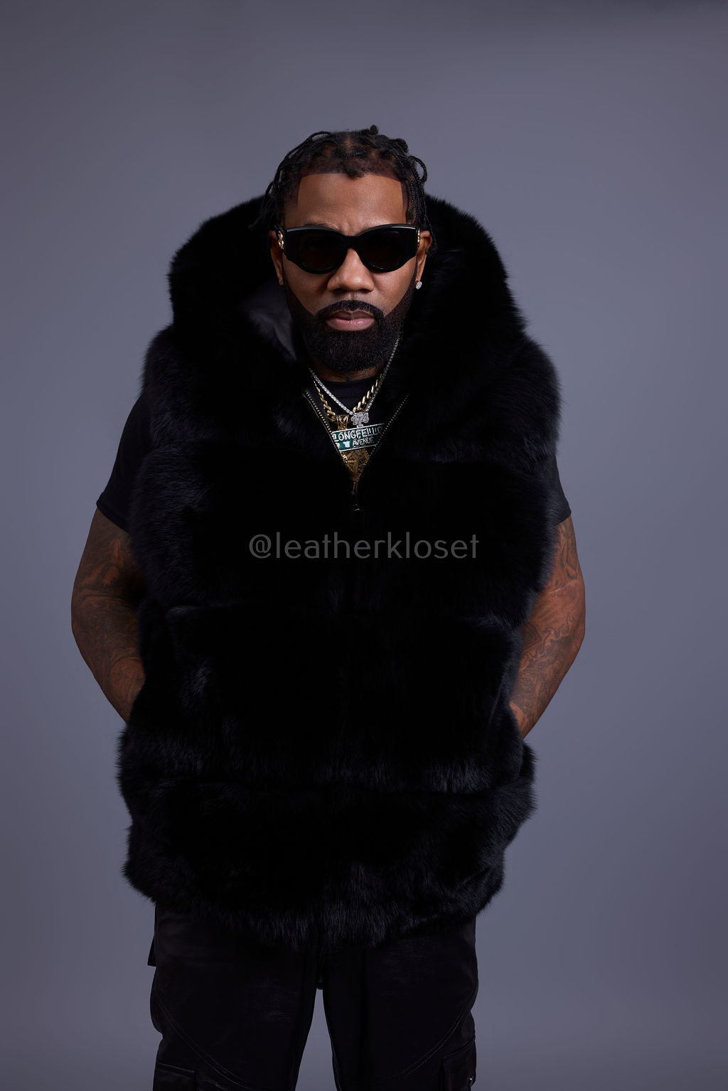 Men's Noah Fox Fur Vest [Black] – LeatherKloset