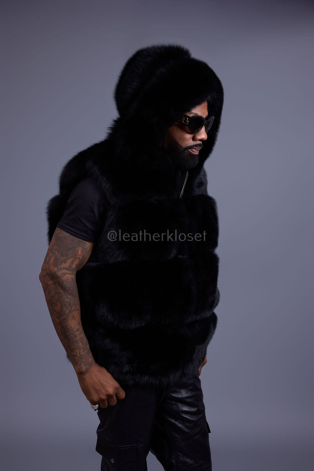 Men's Noah Fox Fur Vest [Black]