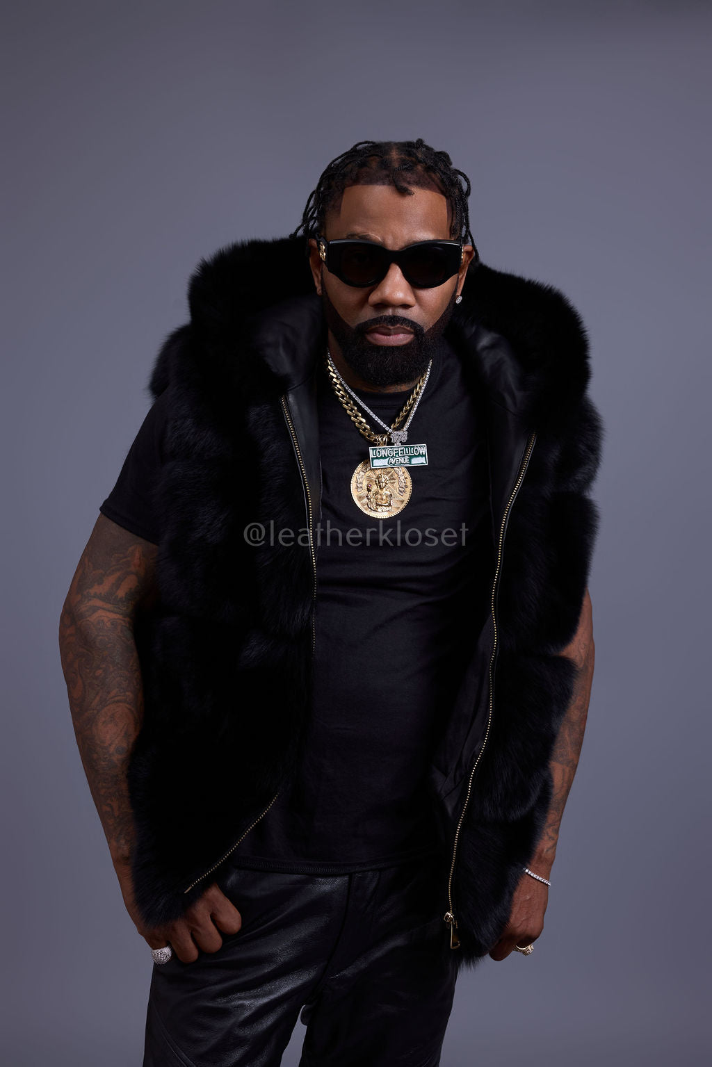 Men's Noah Fox Fur Vest [Black]