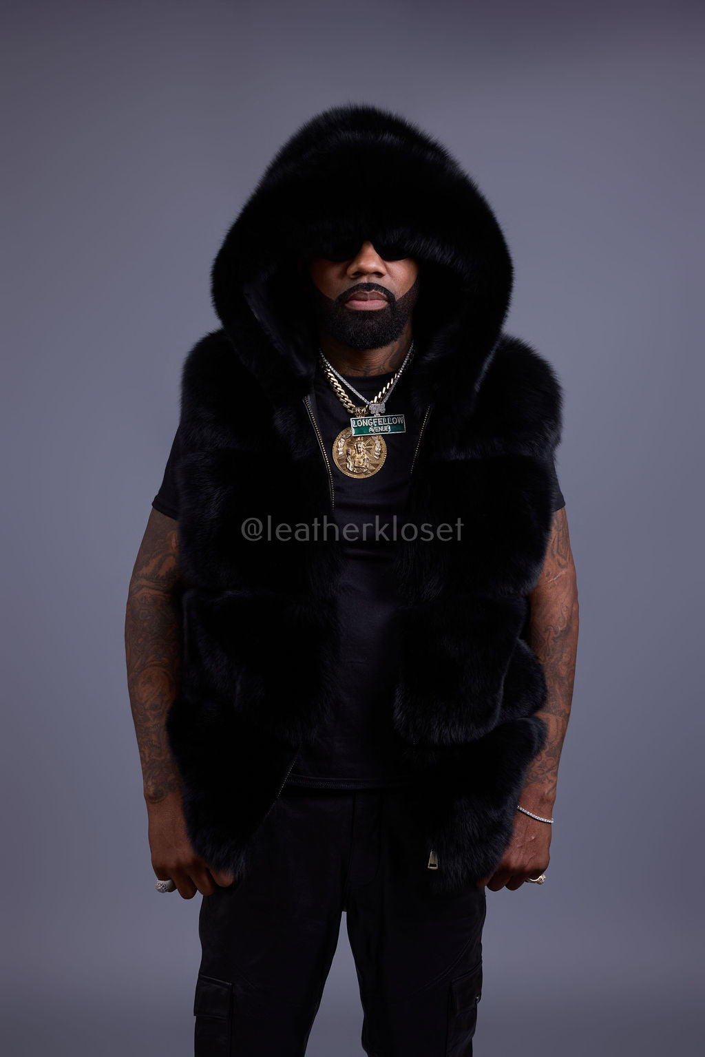 Men's Noah Fox Fur Vest [Black] – LeatherKloset