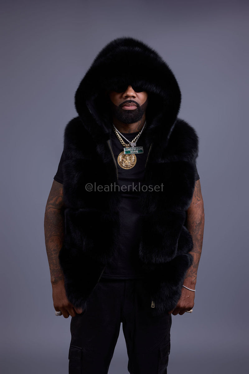 Men's Noah Fox Fur Vest [Black]