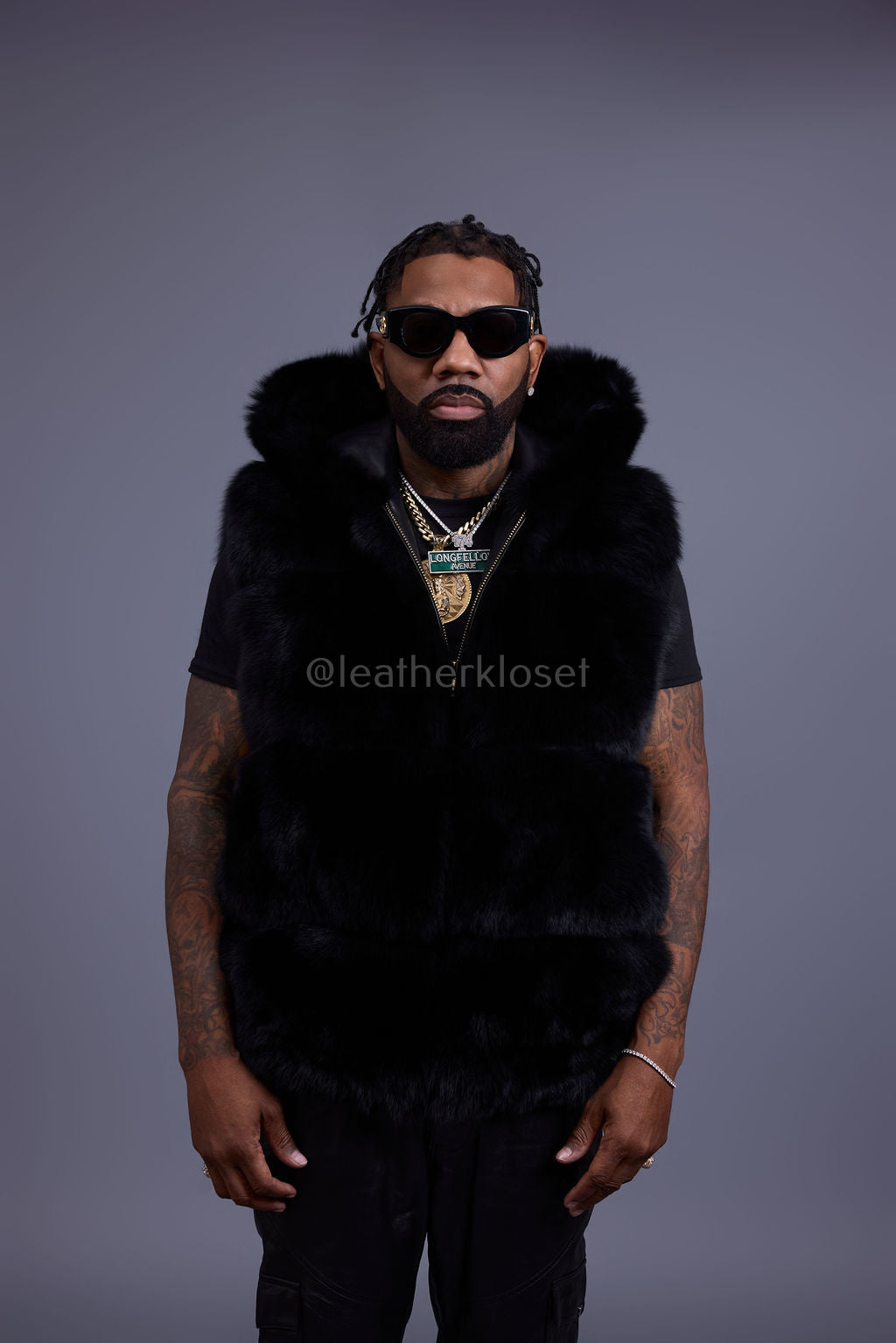 Men's Noah Fox Fur Vest [Black] – LeatherKloset