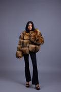 Women's Natural Raccoon Fur Bomber [With Headband]