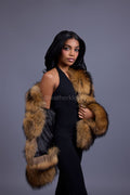 Women's Natural Raccoon Fur Bomber [With Headband]