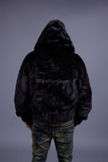 Men's Full-Skin Mink Bomber Jacket With Removable Hood [Black]