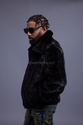 Men's Full-Skin Mink Bomber Jacket With Removable Hood [Black]