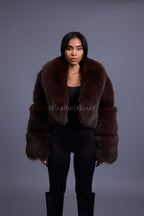 Women's Charlotte Crop Fox Bomber [Chocolate]