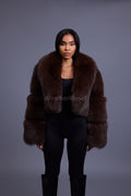 Women's Charlotte Crop Fox Bomber [Chocolate]