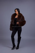 Women's Charlotte Crop Fox Bomber [Chocolate]
