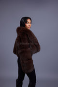 Women's Charlotte Crop Fox Bomber [Chocolate]