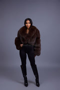 Women's Charlotte Crop Fox Bomber [Chocolate]
