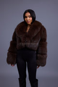 Women's Charlotte Crop Fox Bomber [Chocolate]