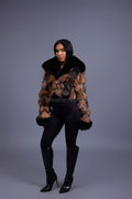 Women's Vanessa Crop Fox Bomber [Brown/Black]