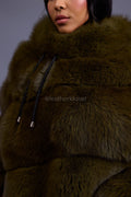 Women's Fox Fur Poncho [Olive]