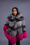 Women's Fox Fur Poncho With Hood