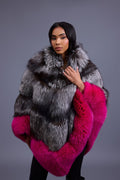 Women's Fox Fur Poncho With Hood