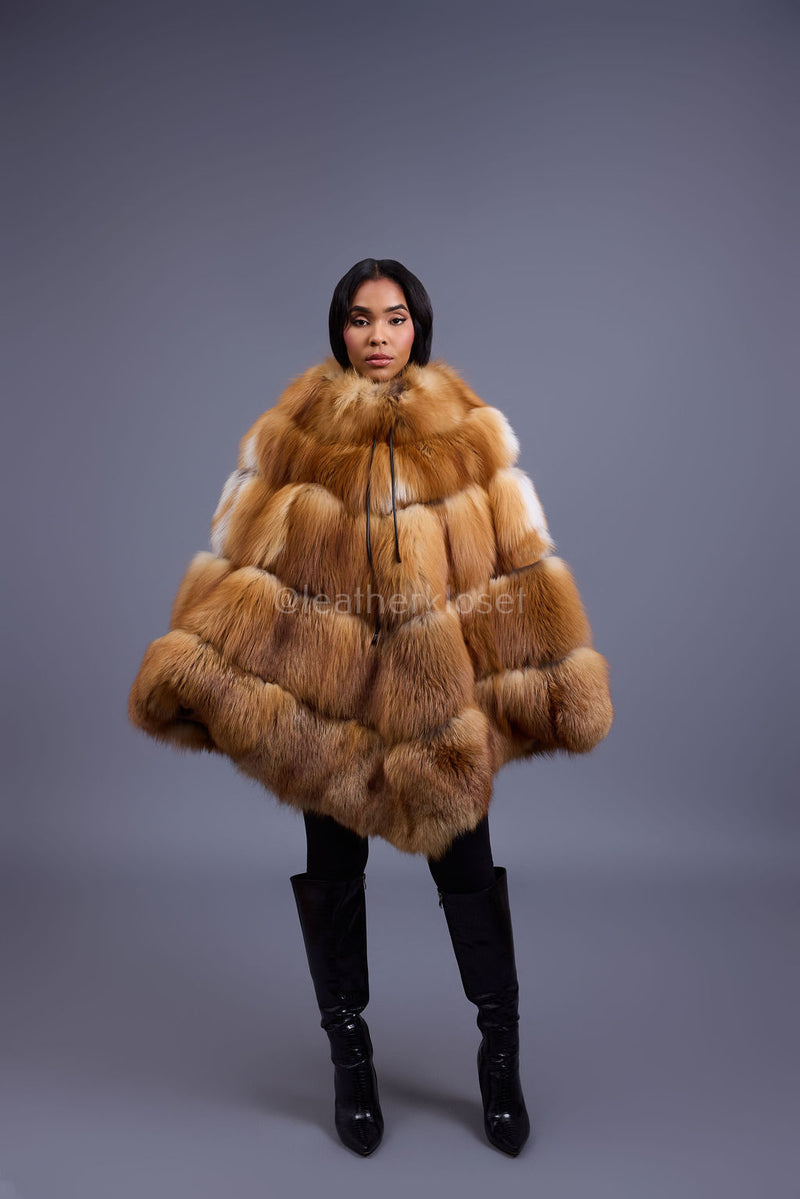 Women's Fox Fur Poncho