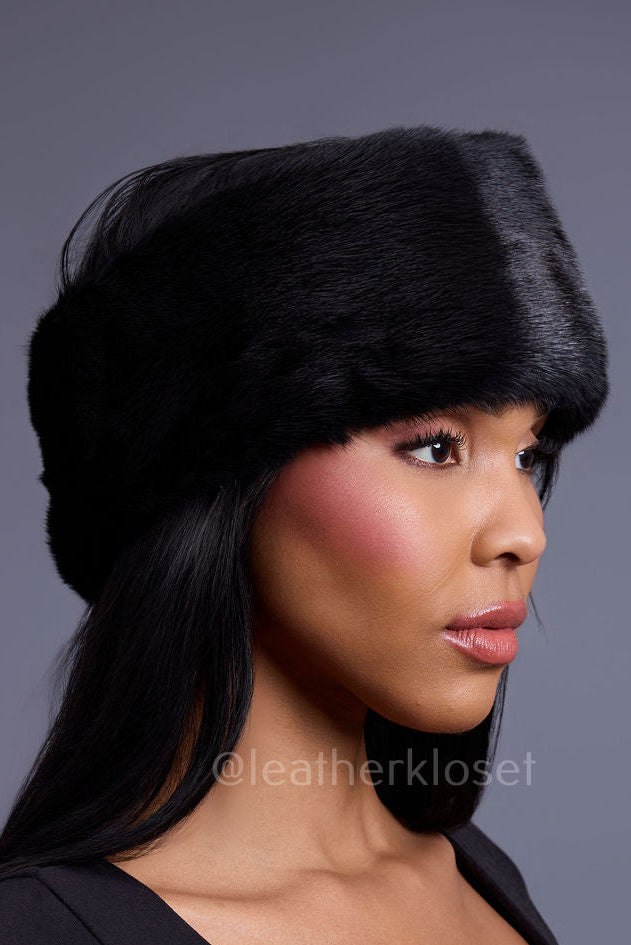 Women's Mink Headband [Black]