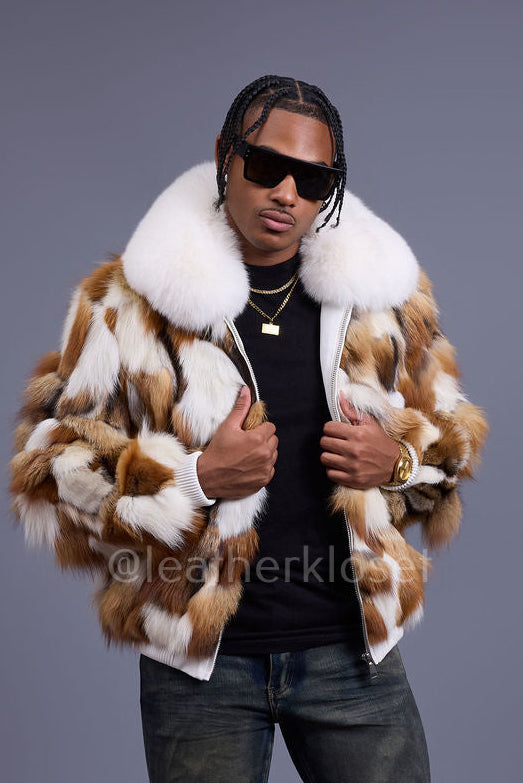 Men's Hudson Fox Fur Bomber Jacket [Red Fox/White]