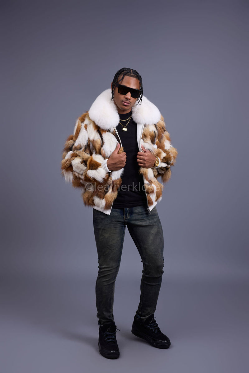 Men's Hudson Fox Fur Bomber Jacket [Red Fox/White]