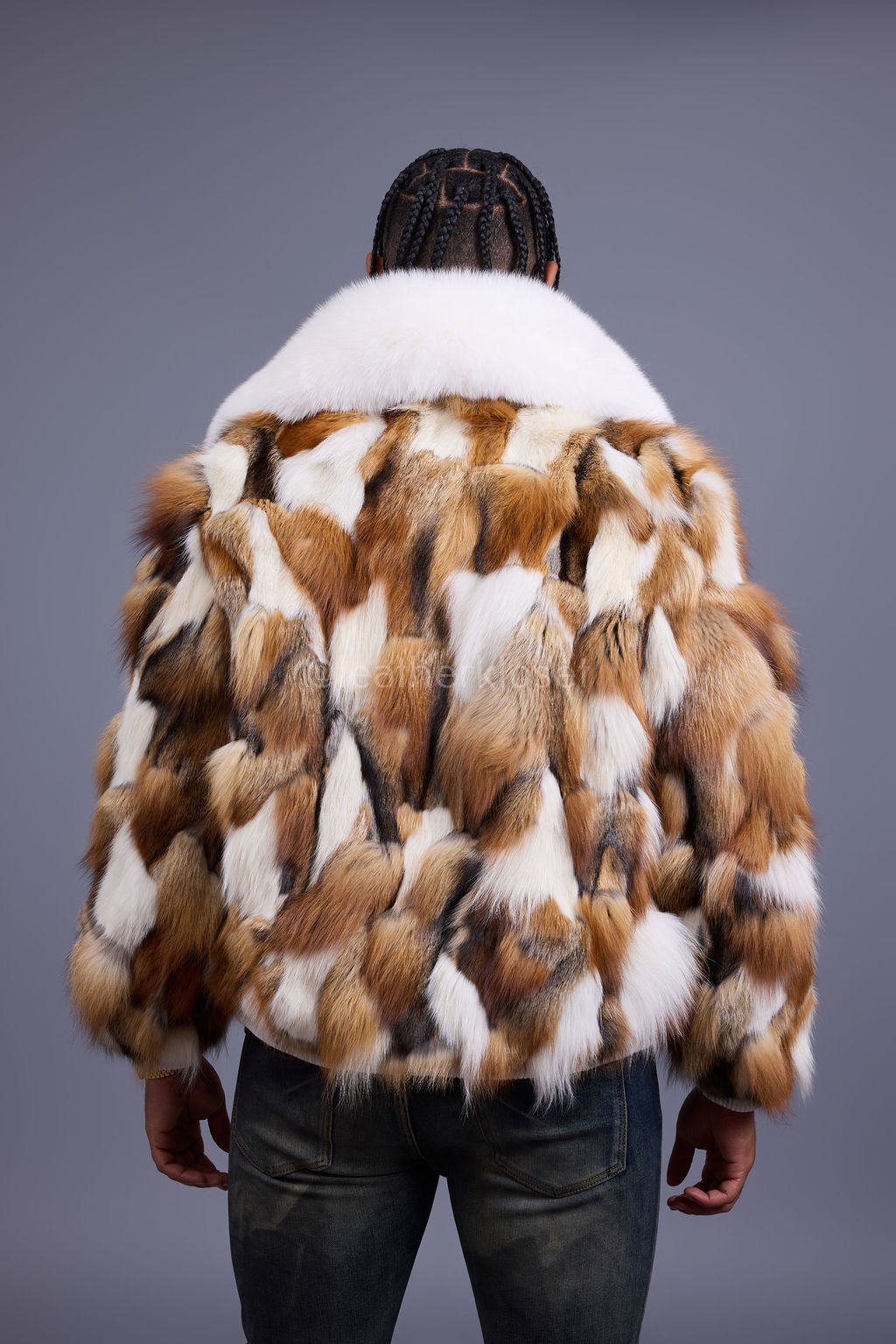 Men's Hudson Fox Fur Bomber Jacket [Red Fox/White]