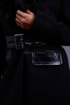 Women's Mandy Cashmere Trench Coat With Fur Trimming [Black]