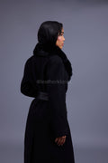 Women's Mandy Cashmere Trench Coat With Fur Trimming [Black]