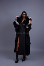 Women's Pocahontas Sheepskin Trench Coat [Black]